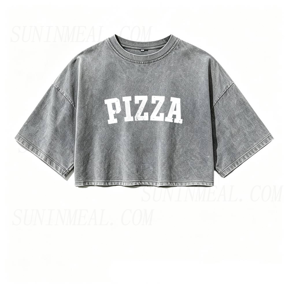 Pizza Oversized Crop Tee