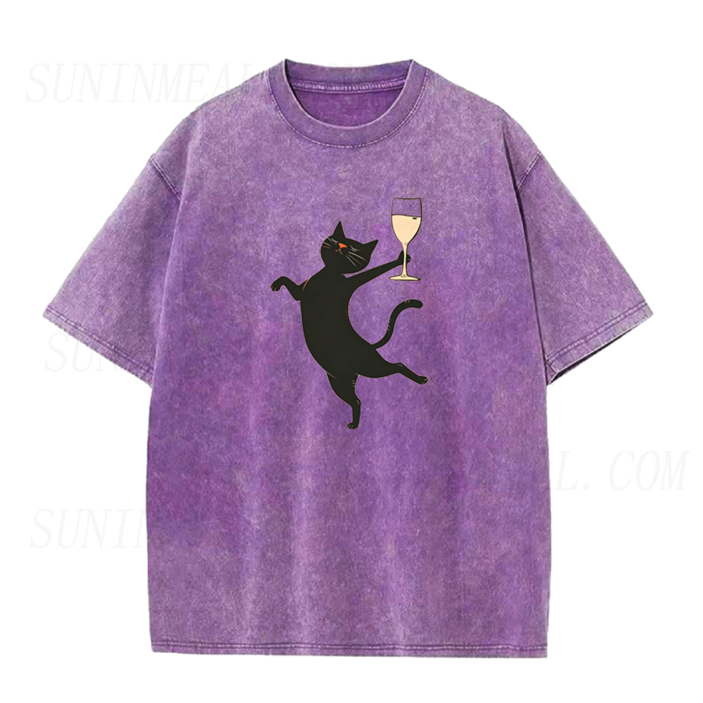 Black Cat Wine Unisex Tee