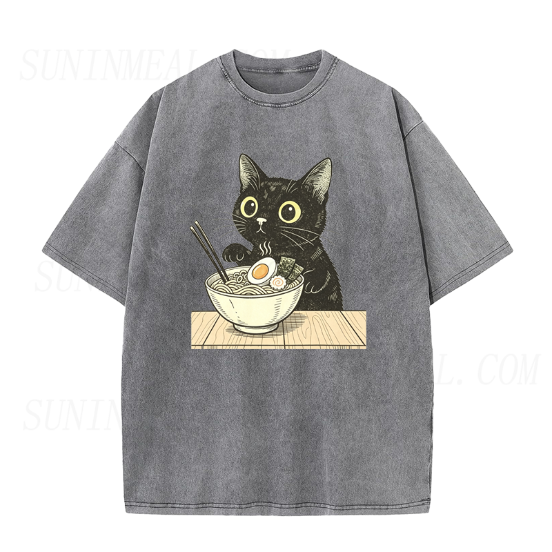 Cat Eating Ramen Unisex Tee