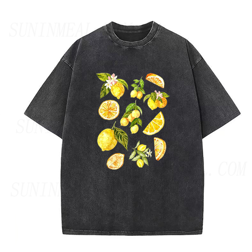 Retro Botanical Lemon Slices & Blossoms Unisex Tee