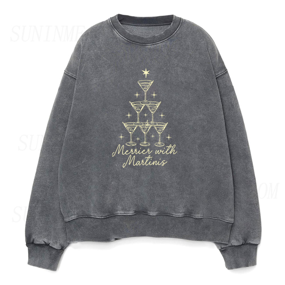Merrier with Martinis Christmas Unisex Crewneck Sweatshirt