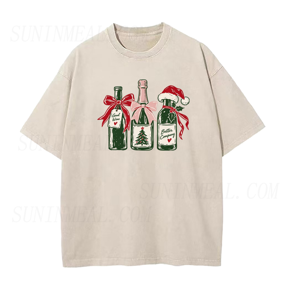 Christmas Wine Bottles Unisex Tee