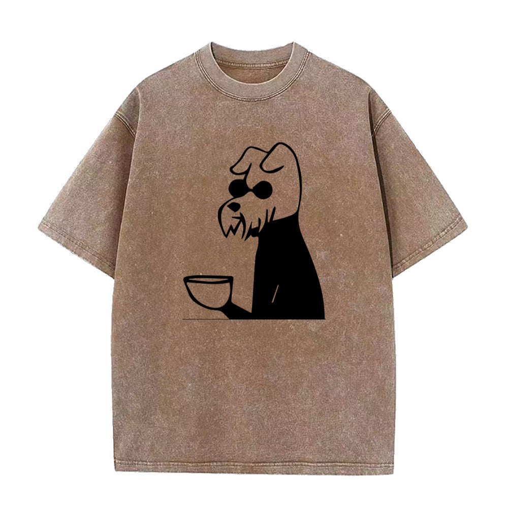 Dog Drinking a Cup of Coffee Unisex Tee