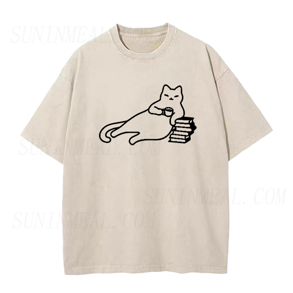 Cats Coffee and Books Unisex Tee
