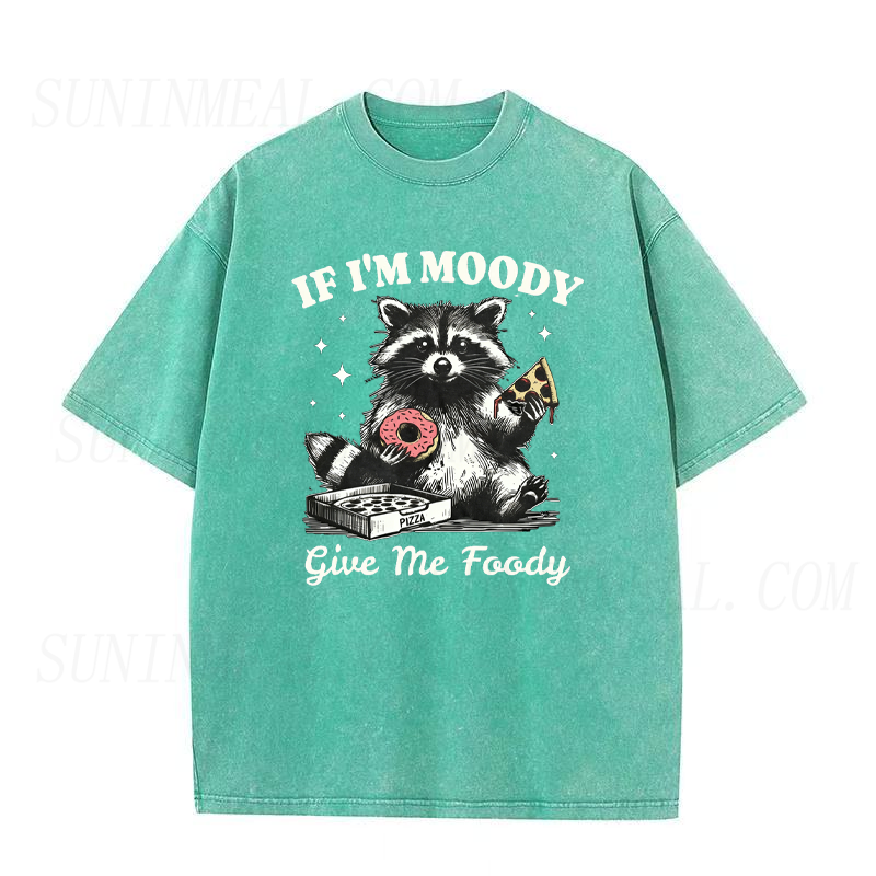 Retro Raccoon If I'm Moody Give Me Foody Tee