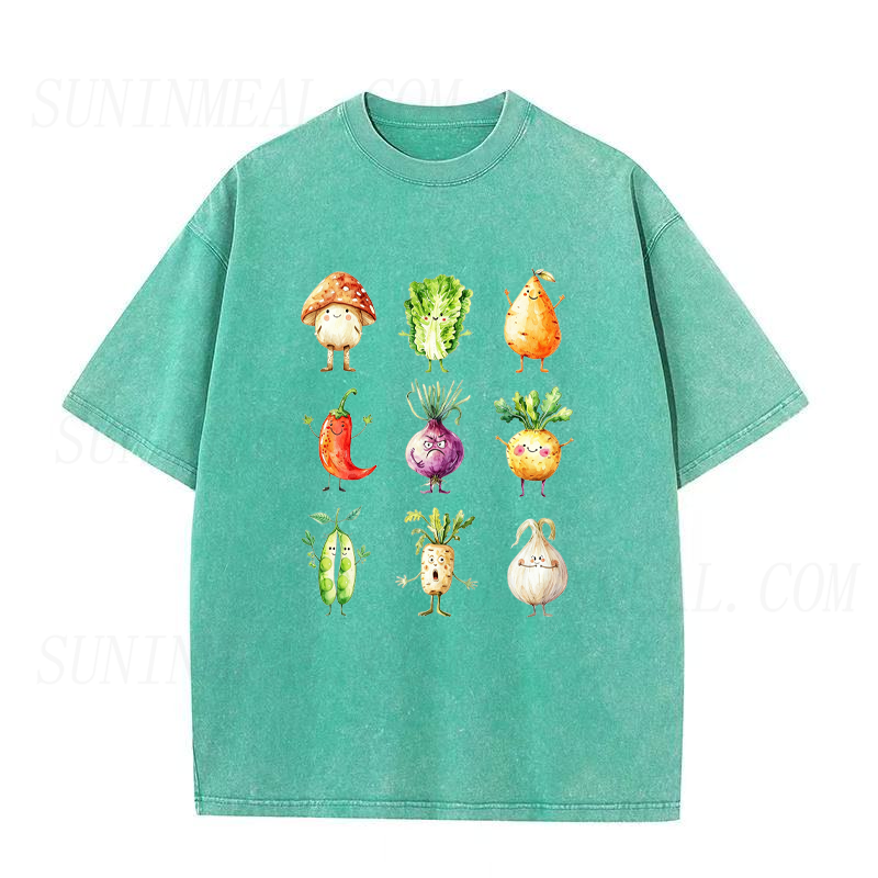 Cute Watercolor Veggie Characters Unisex Tee