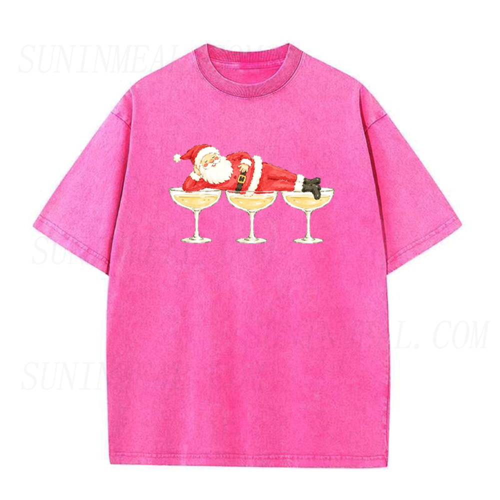 Funny Santa Champagne Christmas Graphic Unisex Tee