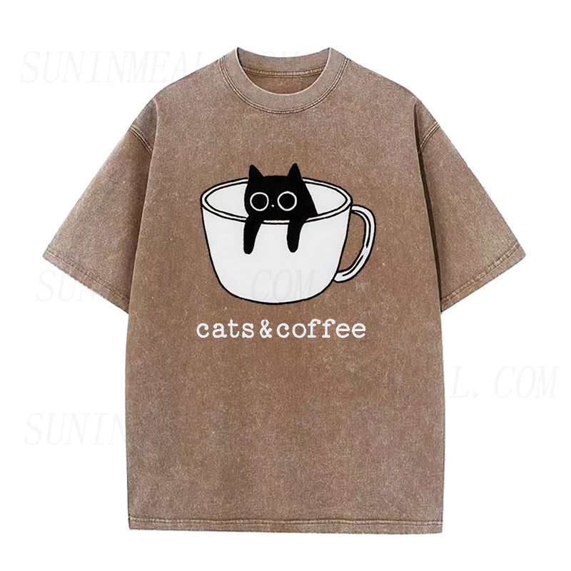 Cats And Coffee Unisex Tee