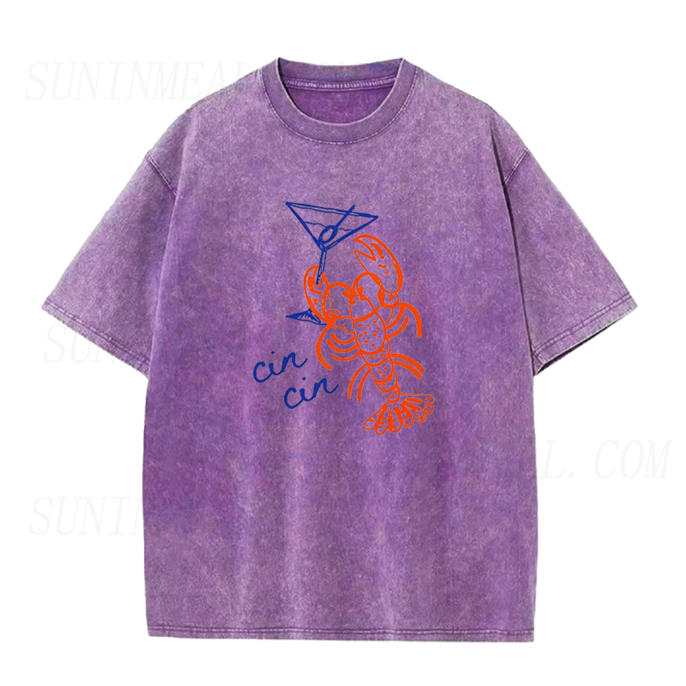 Cin Cin Lobster Martini Line Art Unisex Tee