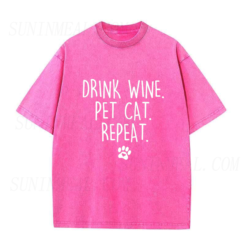 Drink Wine Pet Cat Unisex Tee
