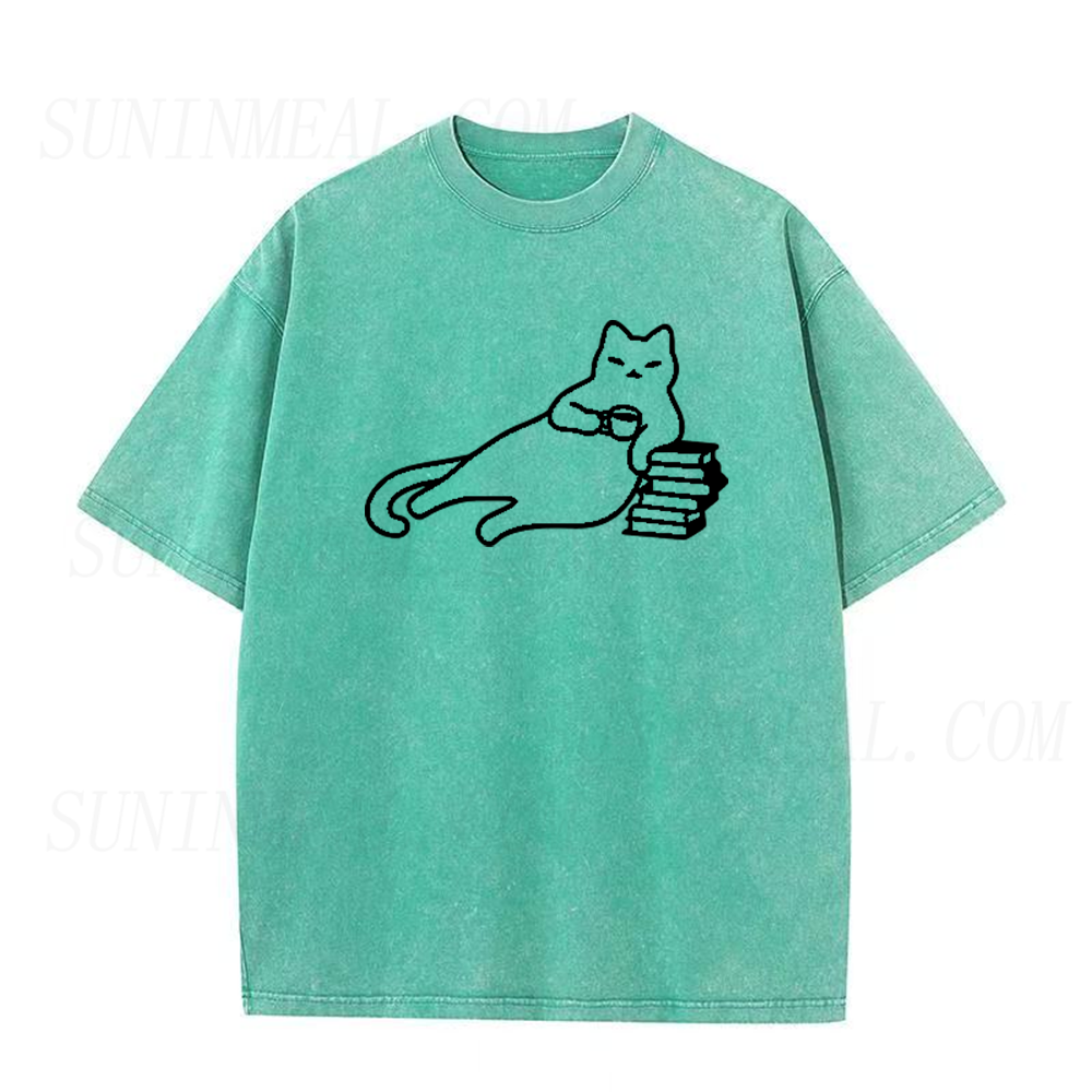 Cats Coffee and Books Unisex Tee