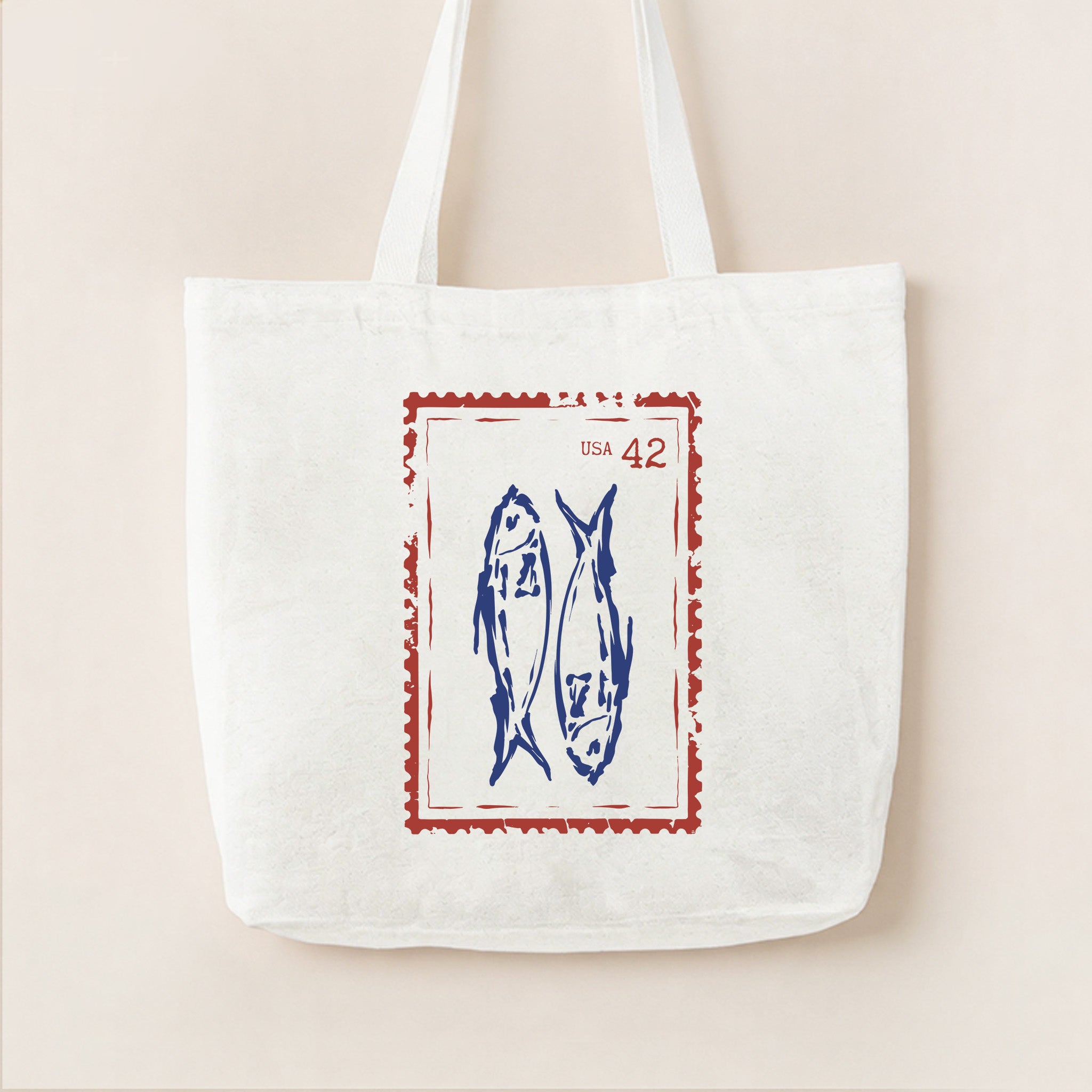 Fish Vintage Stamp Tote Bag