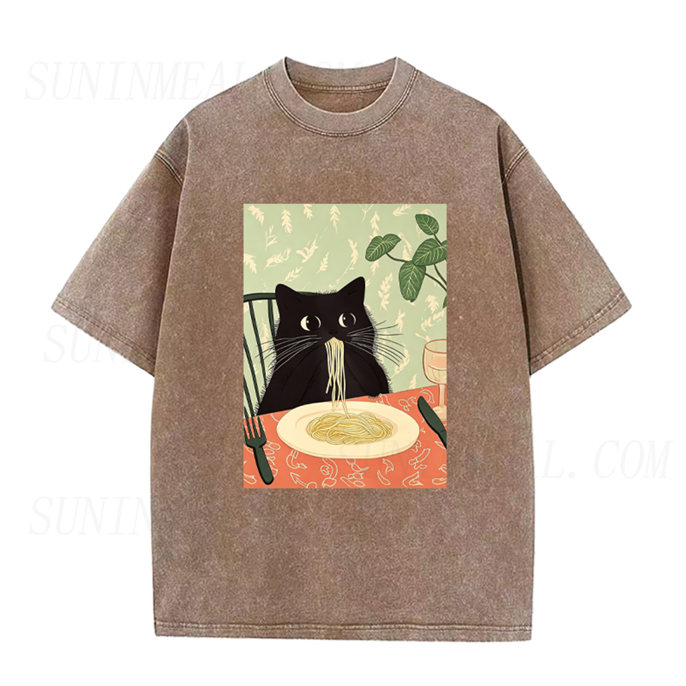 Cute Black Cat Pasta Unisex Tee