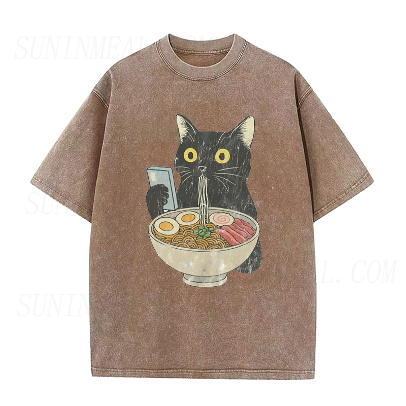 Cat Eating Ramen Tee