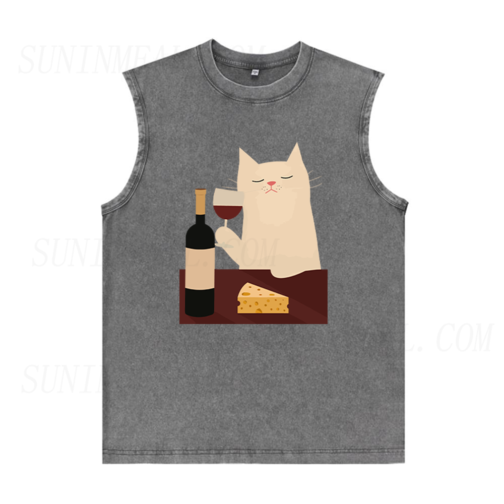 White Cat Wine Unisex Tank Top
