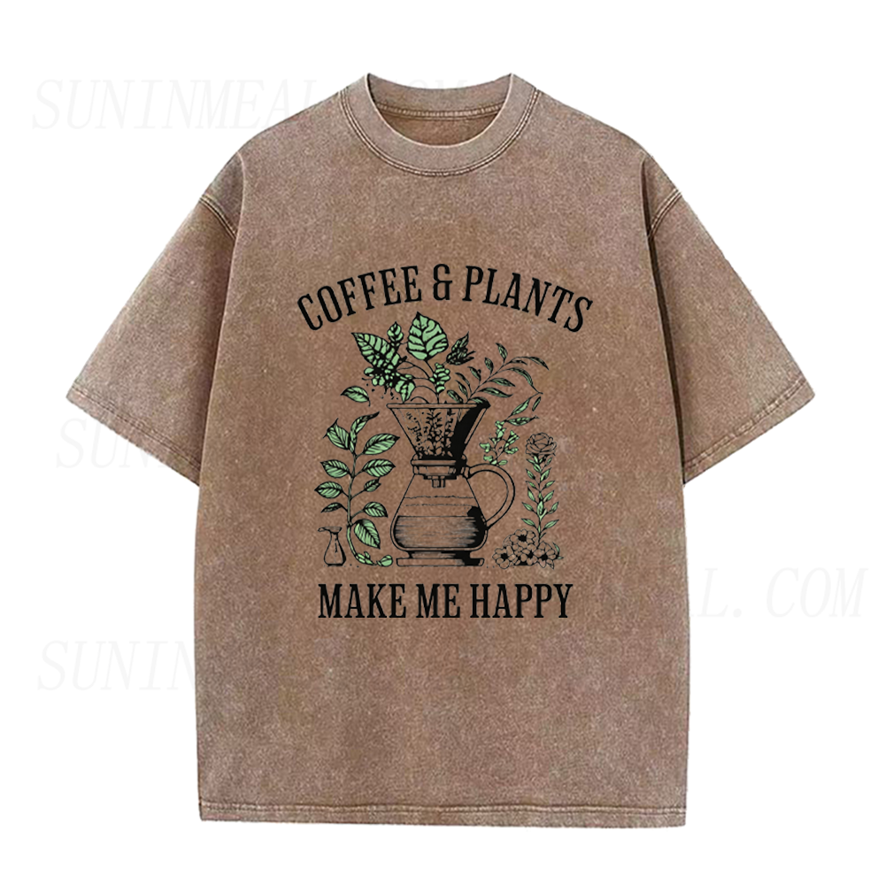 Coffee And Plants Make Me Happy Unisex Tee