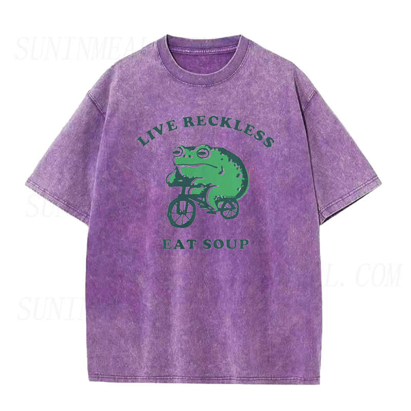 Live Reckless Eat Soup Biker Frog Unisex Tee