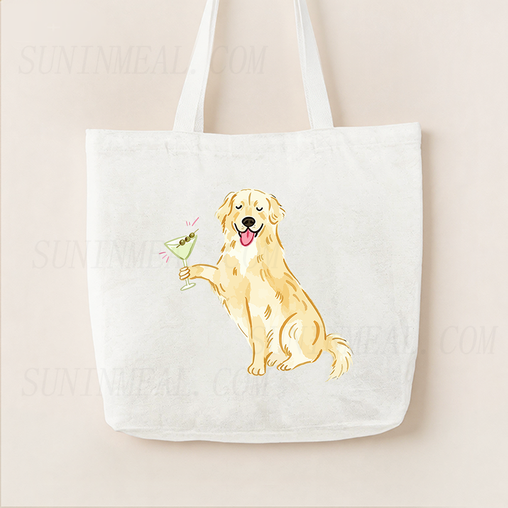 Golden Retriever Martini Canvas Tote Bag