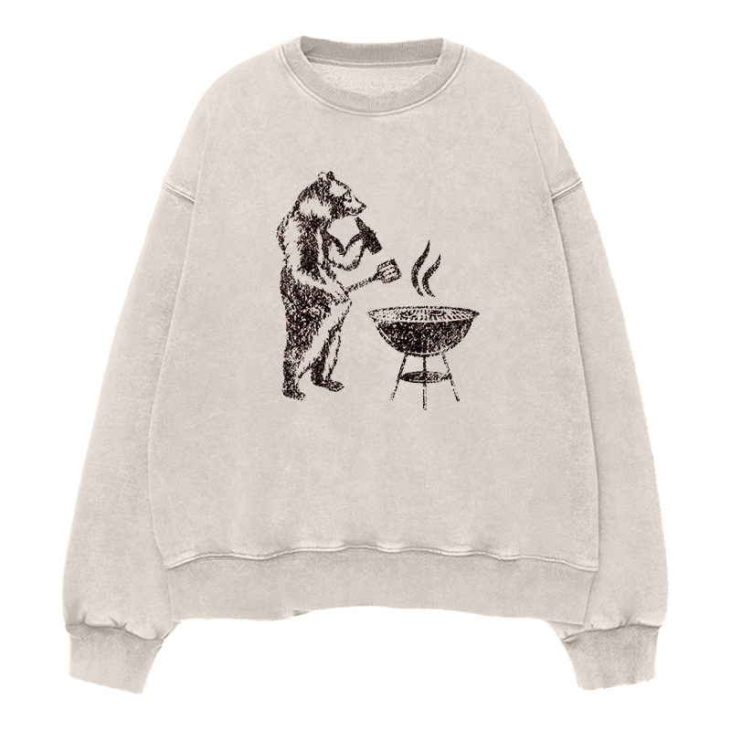 Wild Grizzly Bear BBQ Unisex Crewneck Sweatshirt