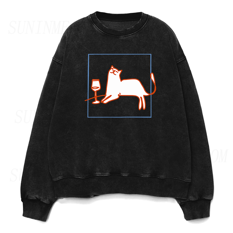orange cat with wine Unisex Crewneck Sweatshirt