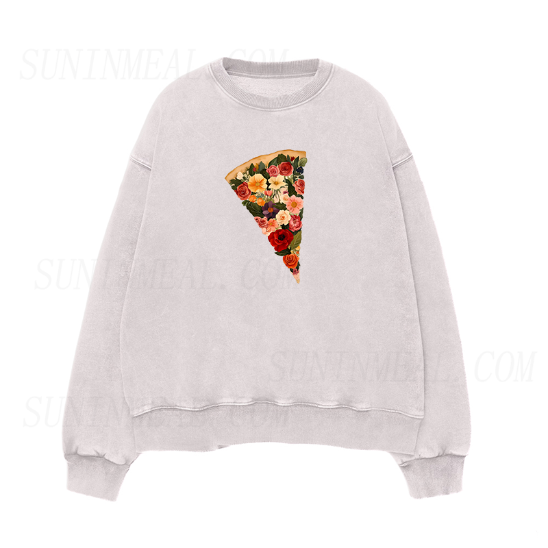 flowers pizza Unisex Crewneck Sweatshirt