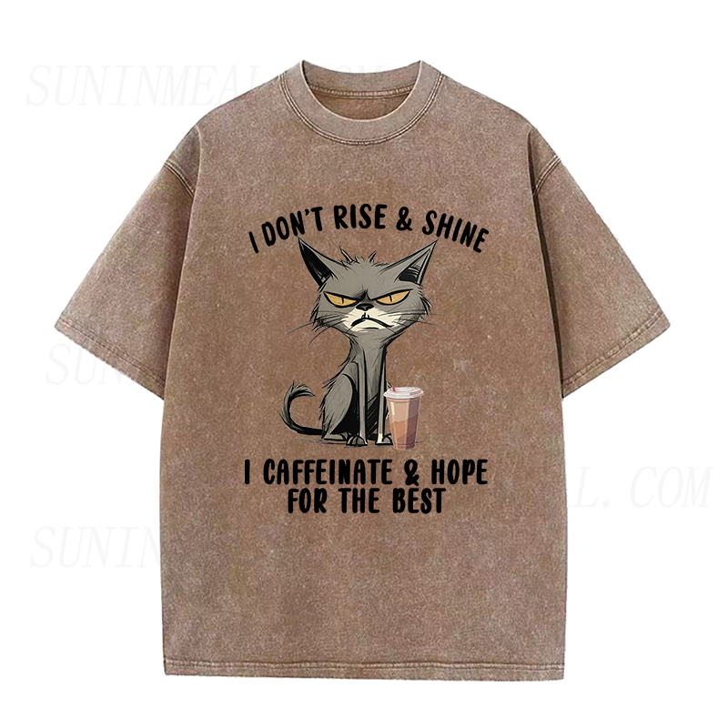 I Don't Rise And Shine Cat Coffee Unisex Tee