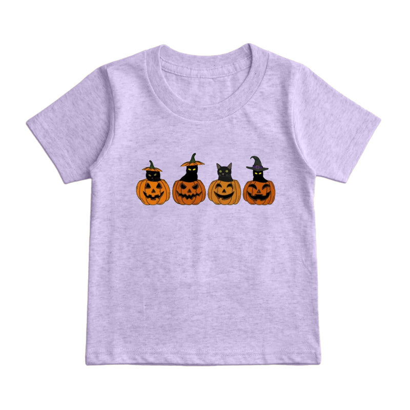 Black Cat Pumpkin Kids T-Shirt
