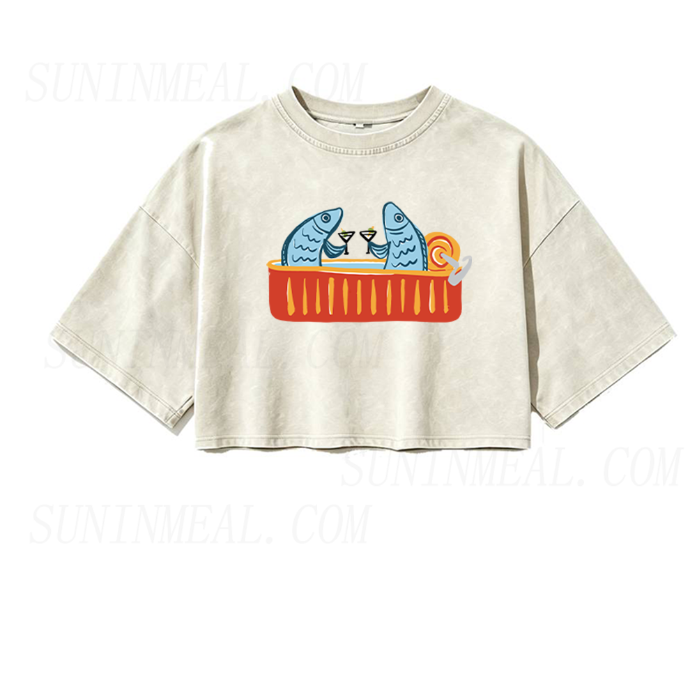 Martini Sardine Oversized Crop Tee