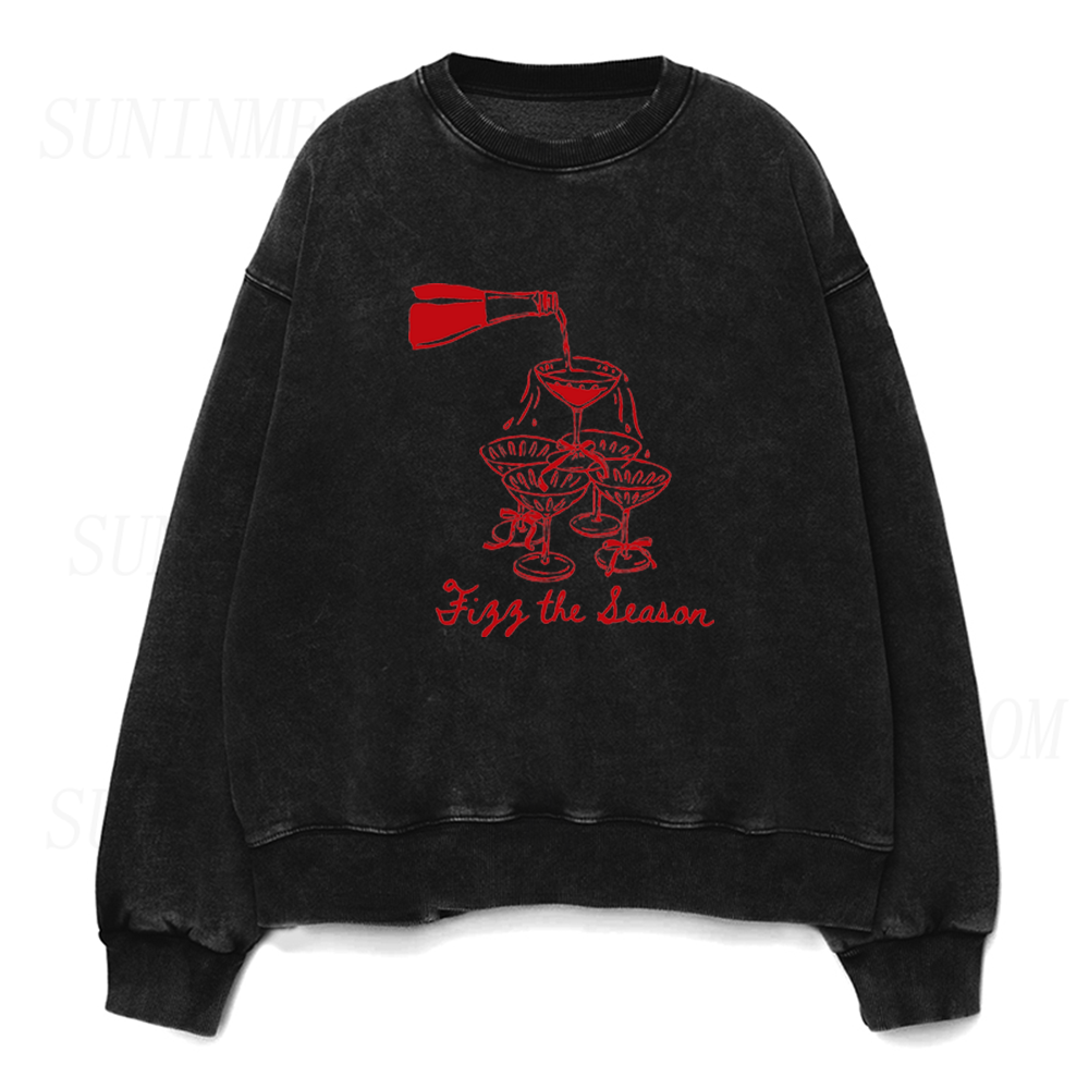 Fizz The Season Christmas Champagne Pour Unisex Crewneck Sweatshirt