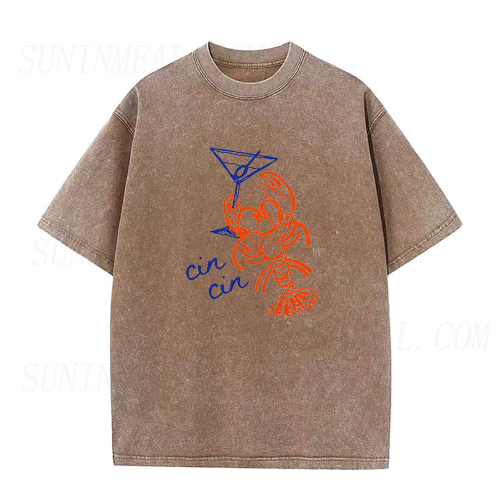 Cin Cin Lobster Martini Line Art Unisex Tee