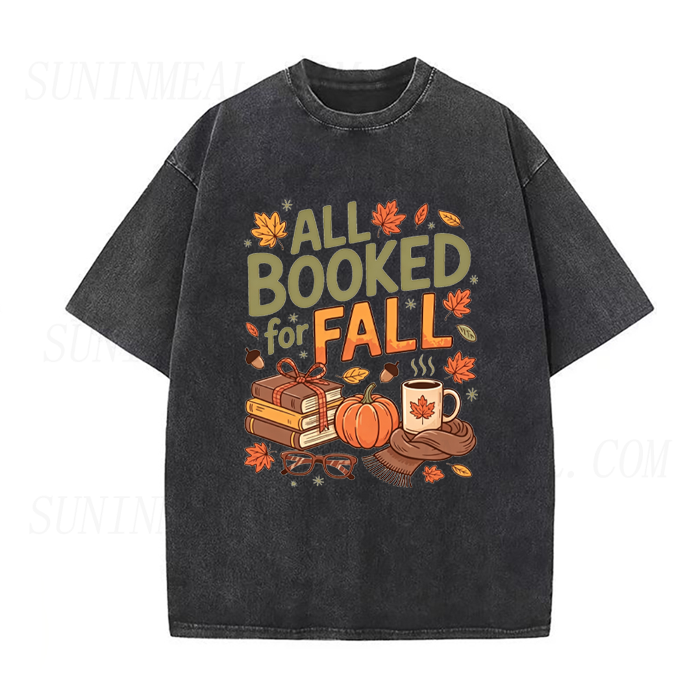 All Booked For Fall Autumn Book Pumpkin Coffee Unisex Tee