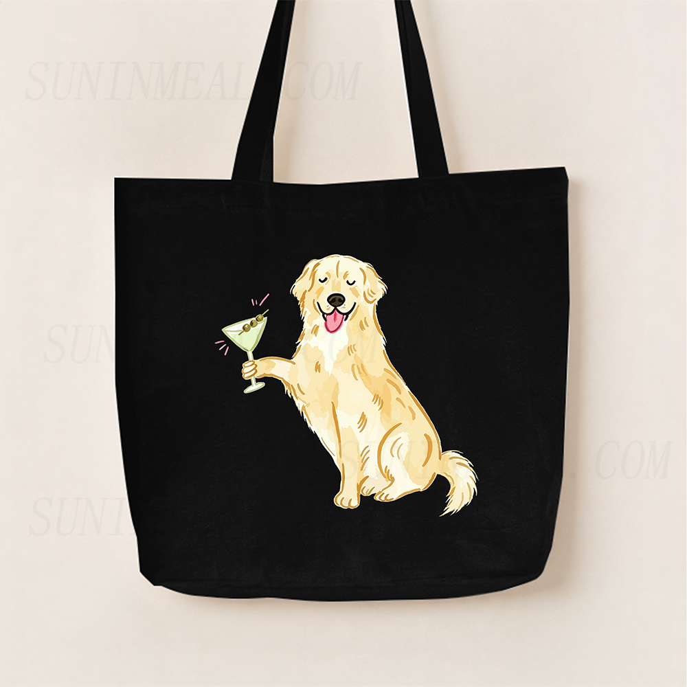 Golden Retriever Martini Canvas Tote Bag