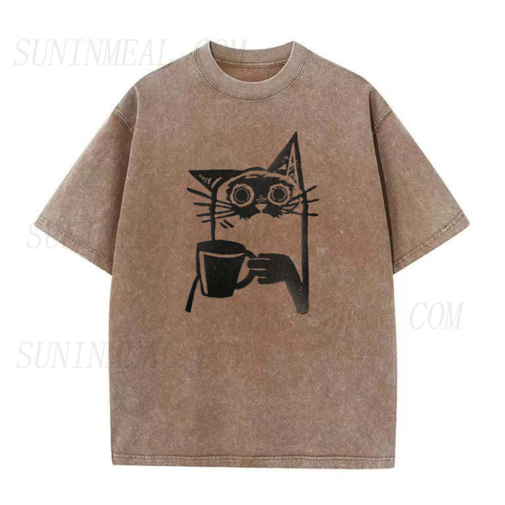 cat drinking coffee Unisex Tee