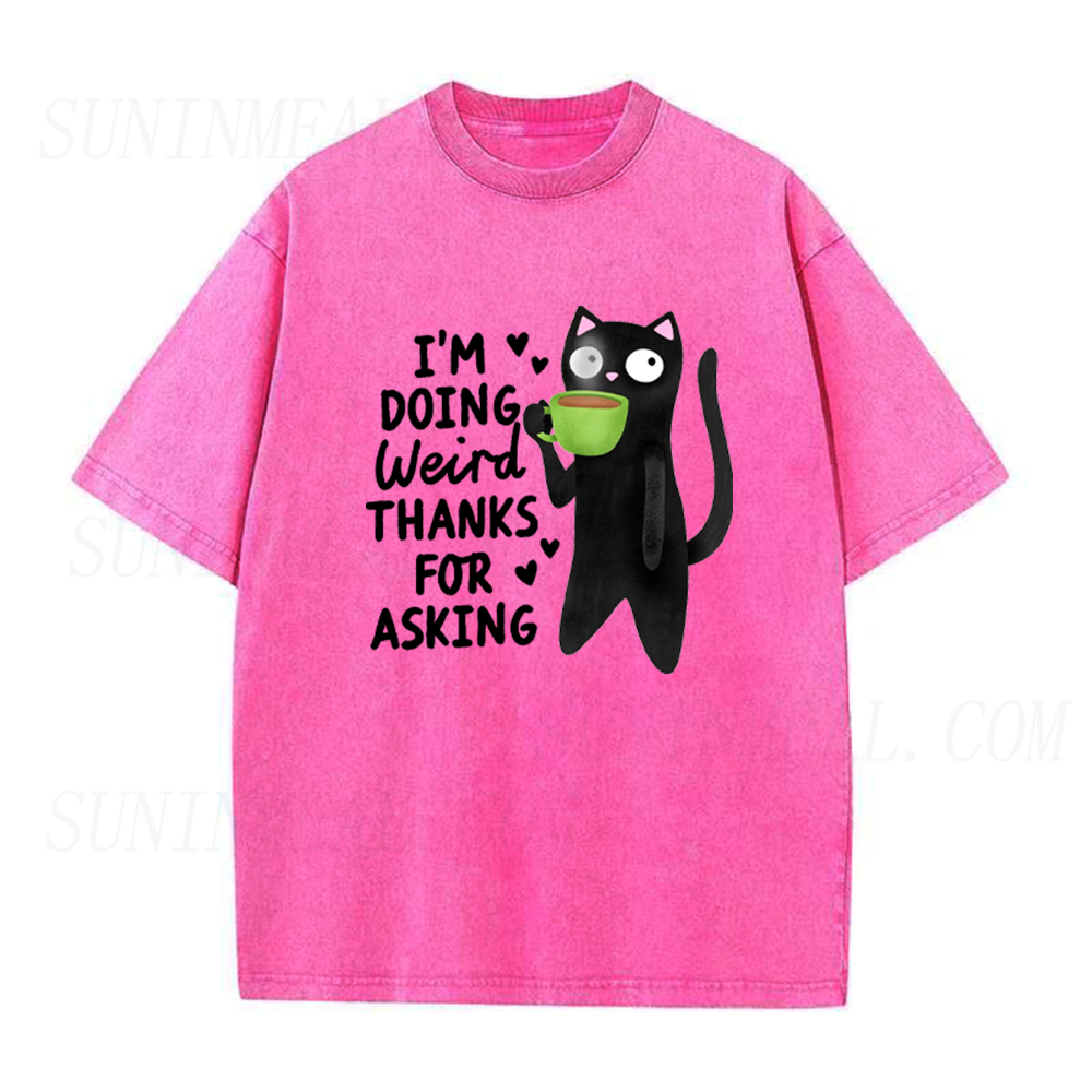 I'm Doing Weird Thanks For Asking Black Cat Coffee Unisex Tee