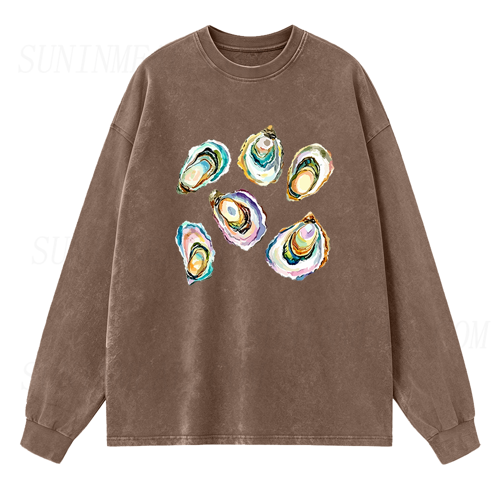 Watercolor Oyster Long Sleeve Unisex Tee
