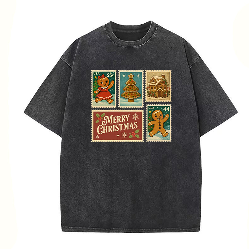 Christmas Gingerbread Postage Stamp Unisex Tee
