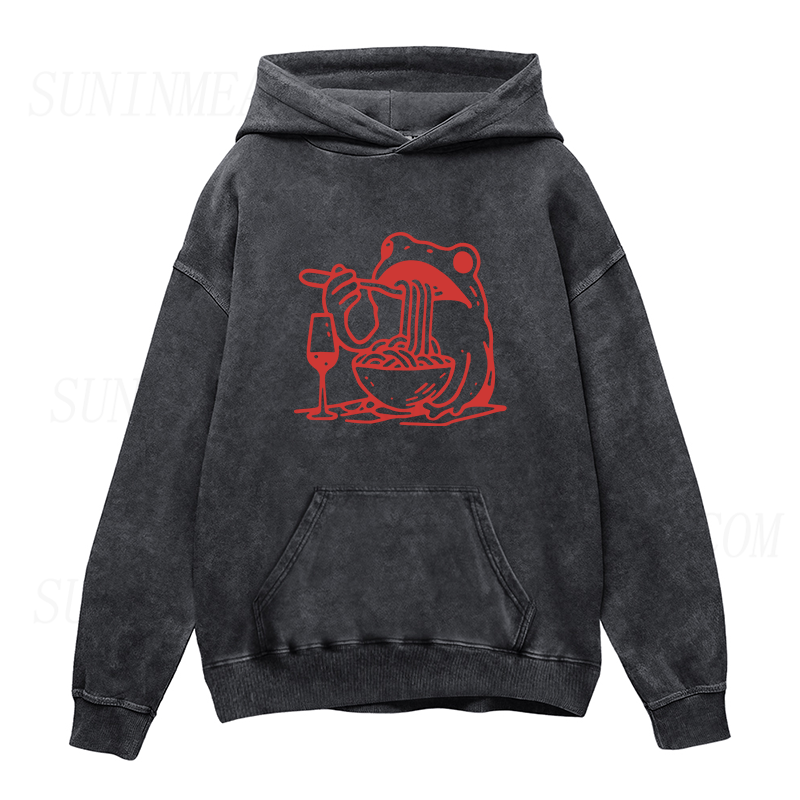 A frog eats noodles Unisex Hoodie