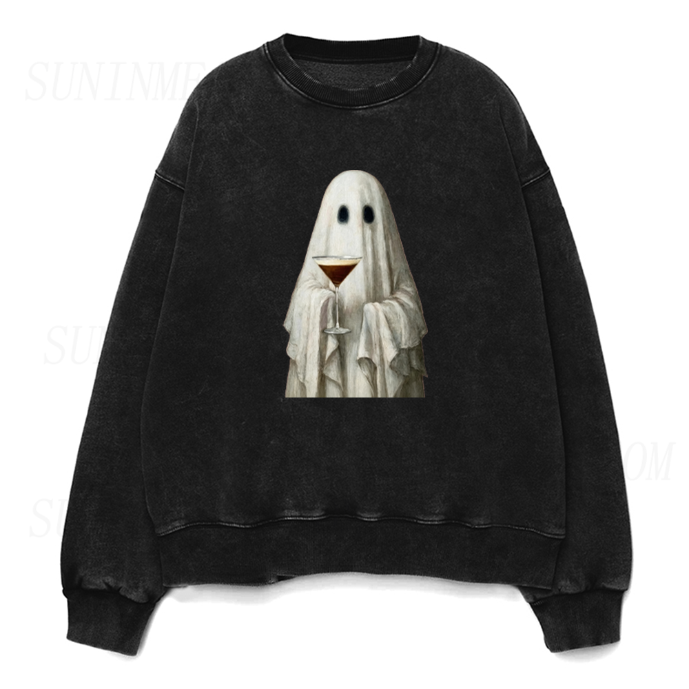 Cute Ghost with Espresso Martini Unisex Crewneck Sweatshirt