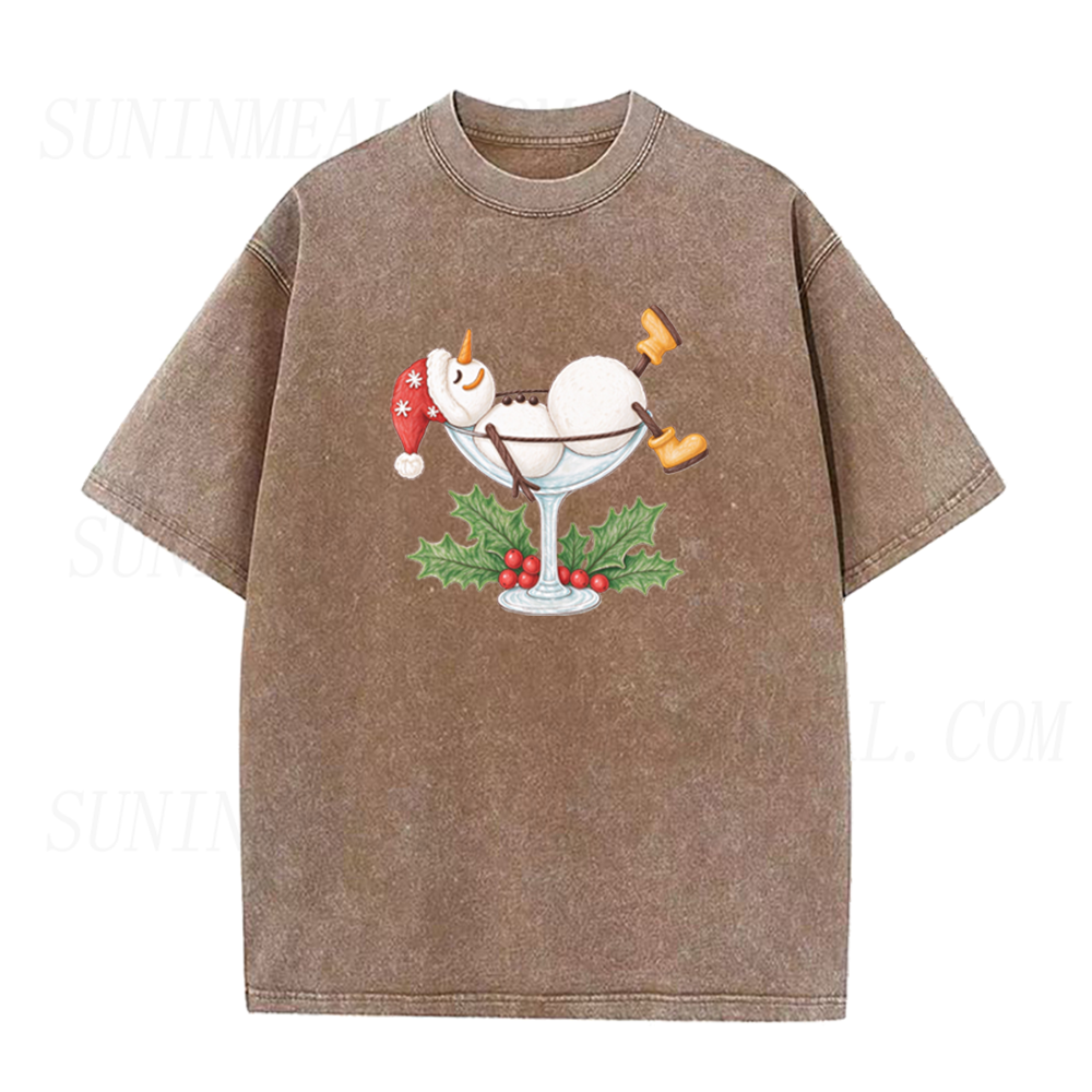 Christmas Snowman Martini Holiday Unisex Tee
