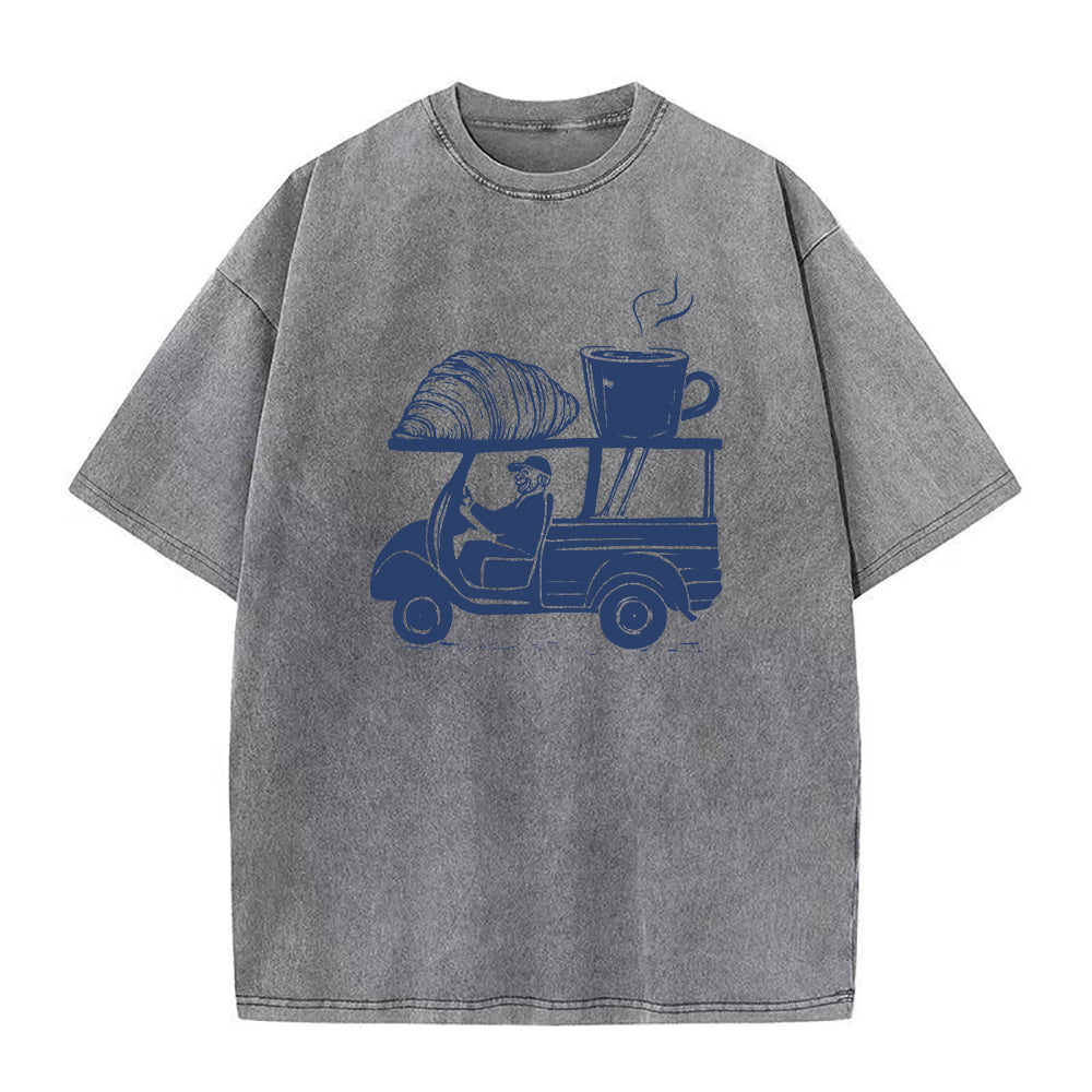 トラッククロワッサンコーヒーユニセックスTシャツ