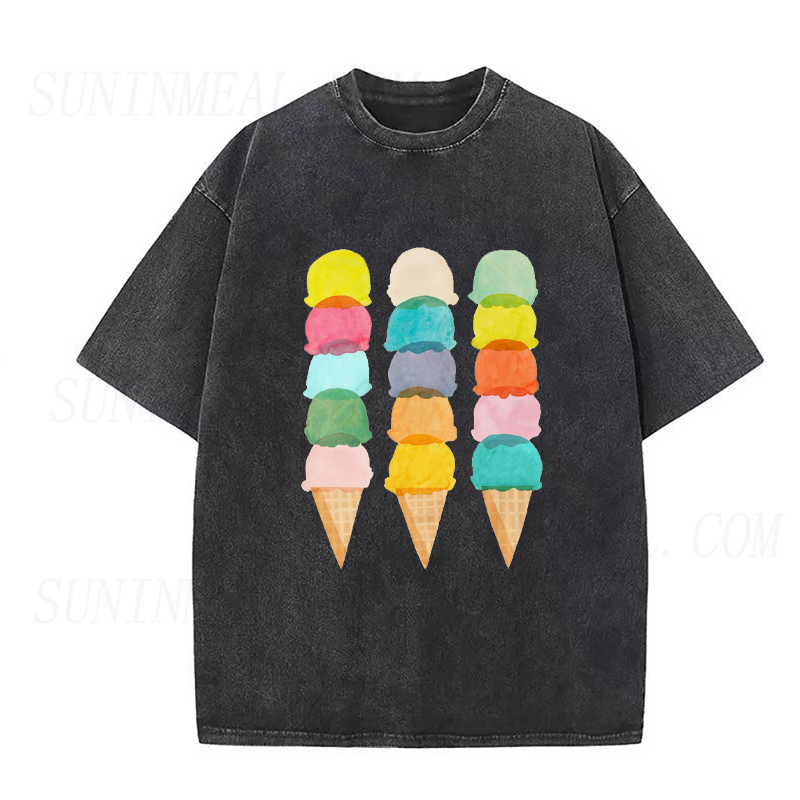 Three Rainbow Ice Creams Unisex Tee