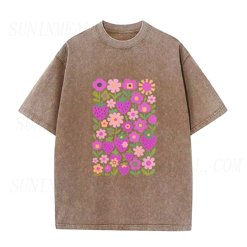 Strawberry Floral Unisex Tee