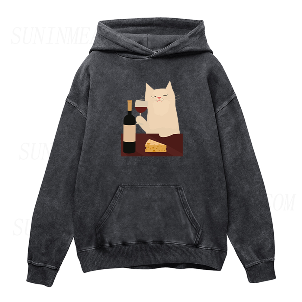 White Cat Wine Unisex Hoodie
