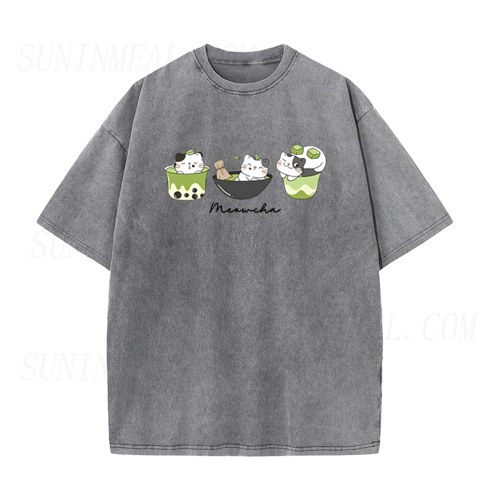 Cute Cat & Matcha Drink Unisex Tee