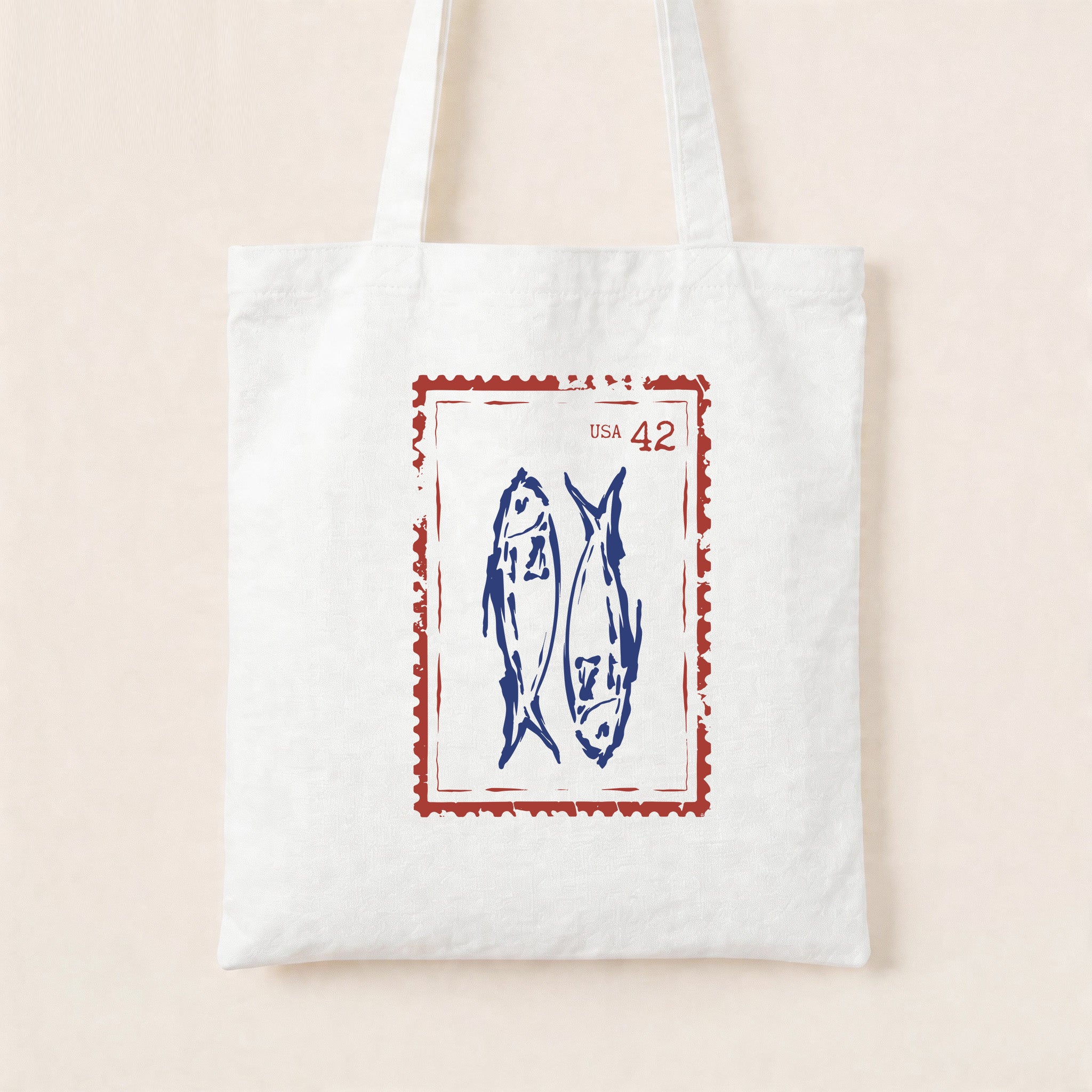 Fish Vintage Stamp Tote Bag