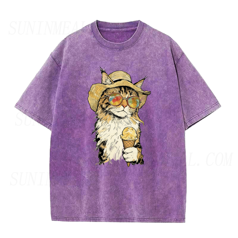 Cat Eating Ice Cream Unisex Tee