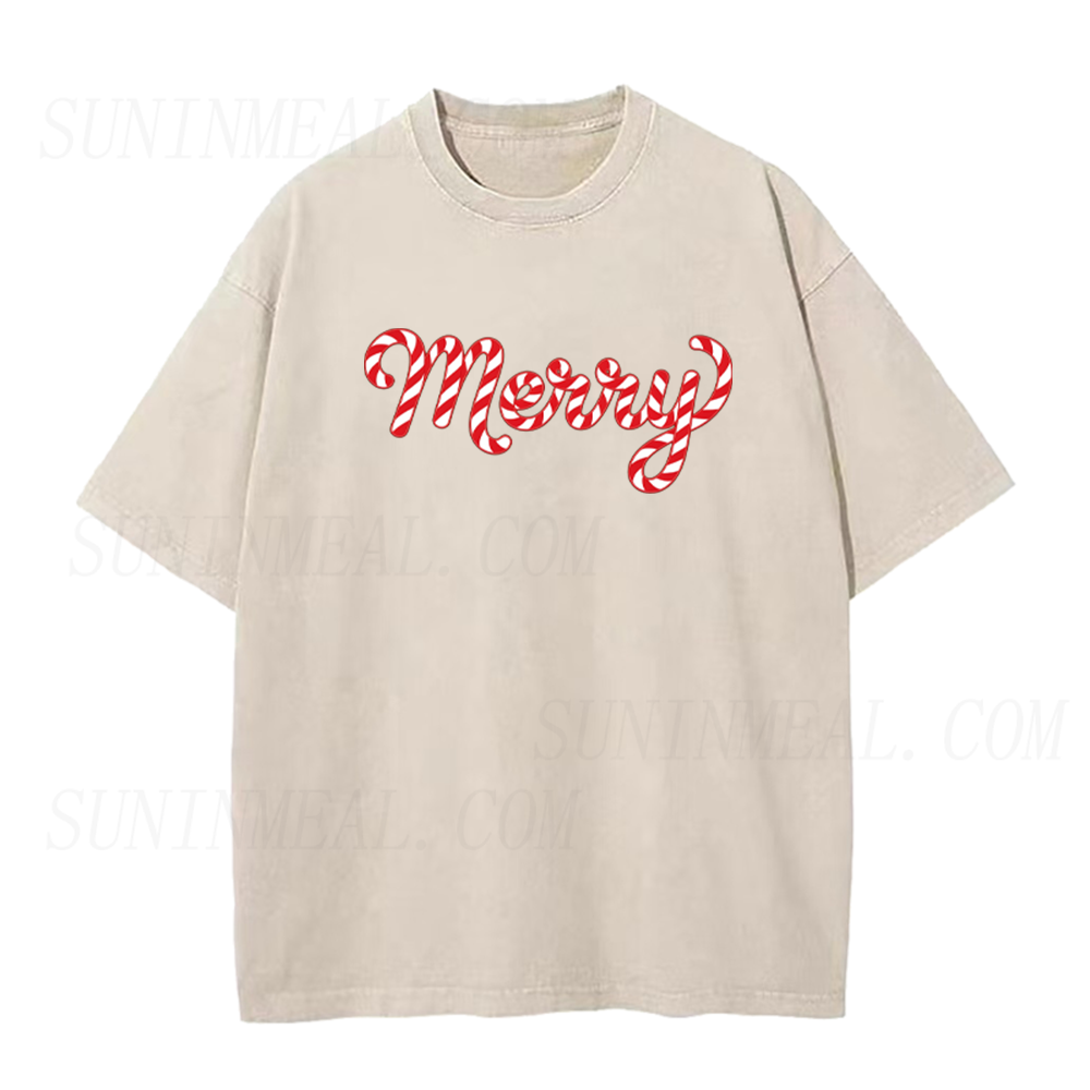 Merry Candy Cane Christmas Unisex Tee
