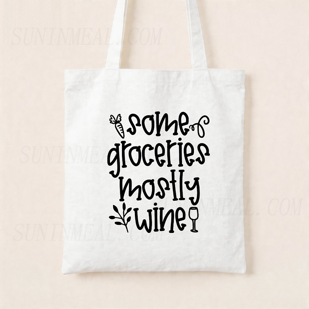 Some Groceries Mostly Wine Canvas Tote Bag