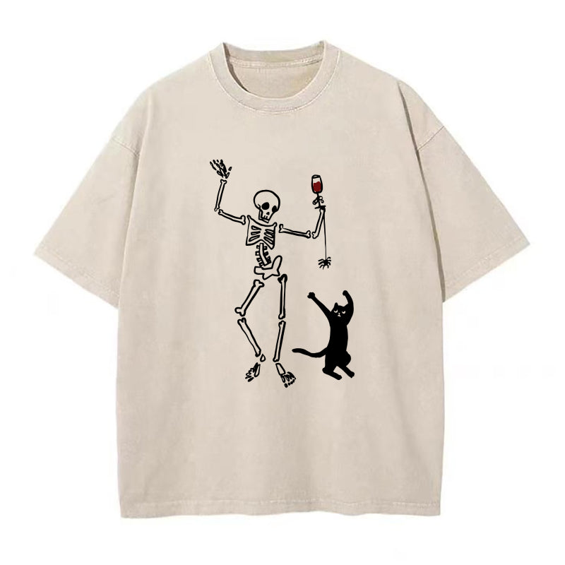 dancing skeleton and cat Unisex Tee