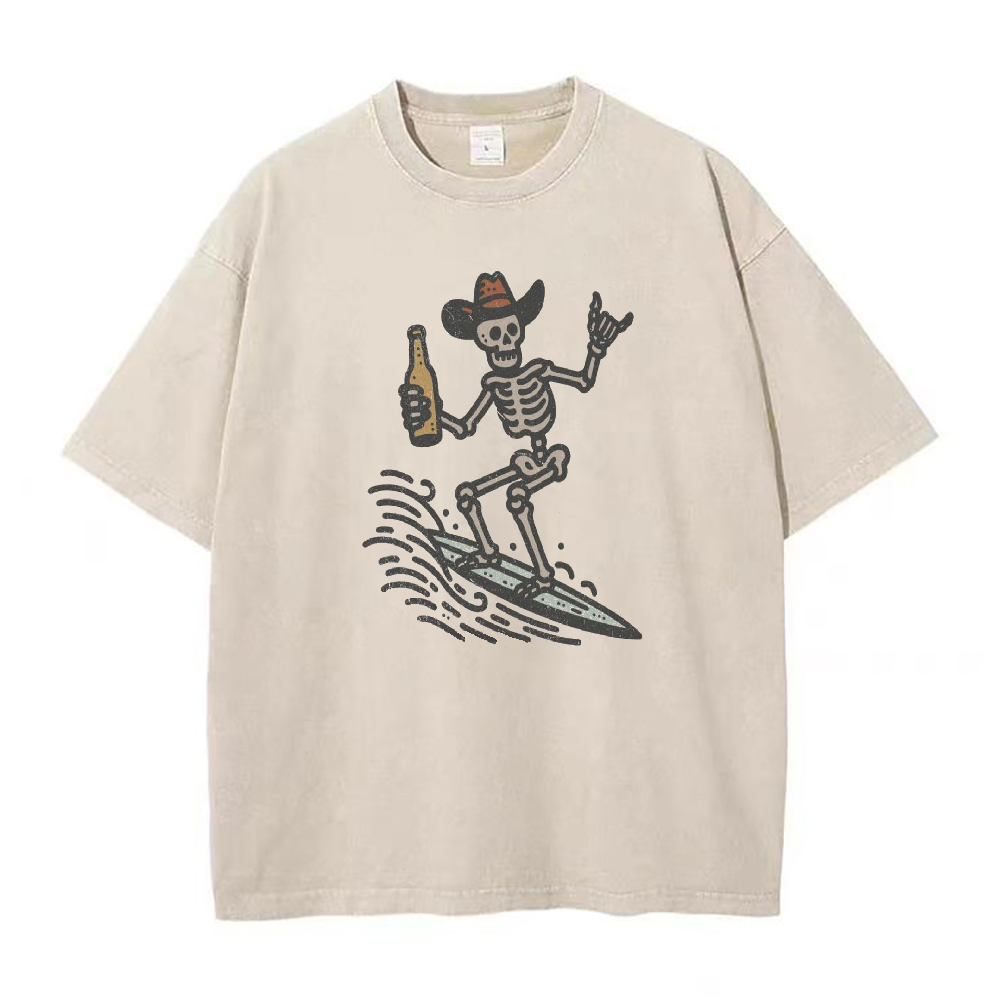 Vintage Surfer Skeleton Unisex Tee